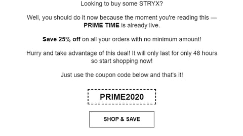 Stryx 'Prime Time' Offer